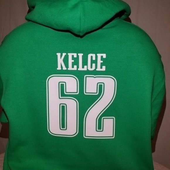 Philadelphia Football Kelly Green Jersey Hoodie # 62 Jason Kelce XXXL - Picture 1 of 2